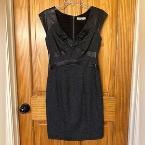 Rebecca Taylor Sz 4 gray with black leather dress